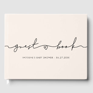 Livre D'or Baby shower de script blanc mignon