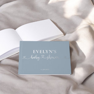 Livre D'or Baby shower de script du coeur photo bleu