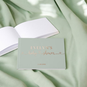 Livre D'or Baby shower de script du coeur photo Sage Green