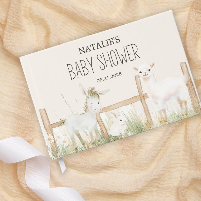Livre D'or Baby shower des animaux de ferme Meadow Friends (Créateur téléchargé)