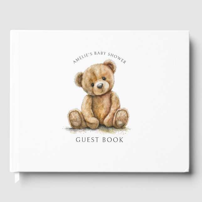 Livre D'or Baby shower d'ours en peluche mignon (Recto)