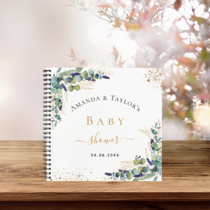 Livre d'or baby shower eucalyptus couple