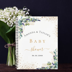 Livre d'or baby shower eucalyptus couple