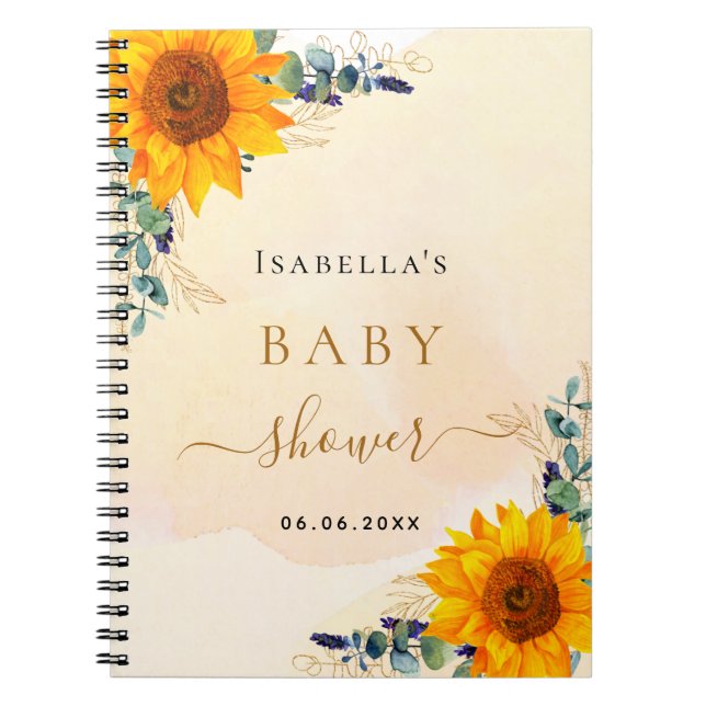 Livre d'or baby shower eucalyptus tournesol (Devant)