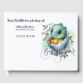 Livre D'or Baby shower Feuille Dinosaur Oeuf Cute Aquarelle