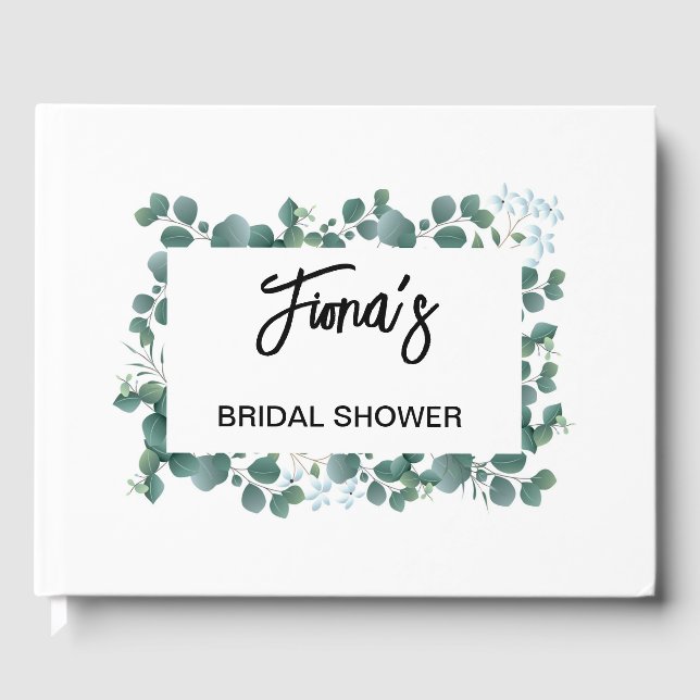 Livre d'or Baby Shower Feuilles Vertes (Recto)