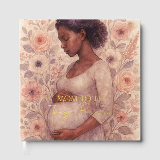 Livre D'or Baby Shower Fleur Aquarelle Femme Enceinte Noire