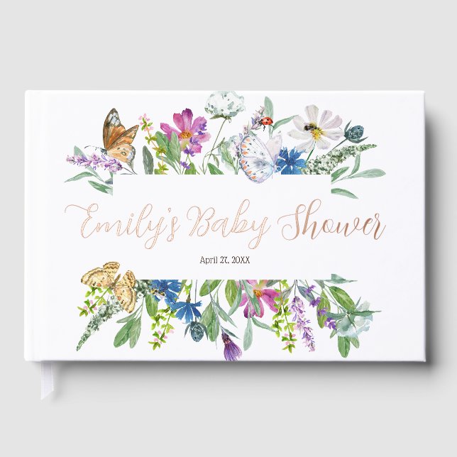 Livre D'or Baby shower Fleur sauvage Little Butterfly Spring (Recto)