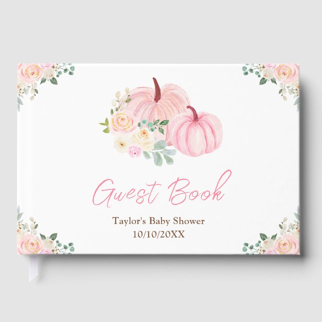 Livre D'or Baby shower Floral Citrouille rose (Recto)