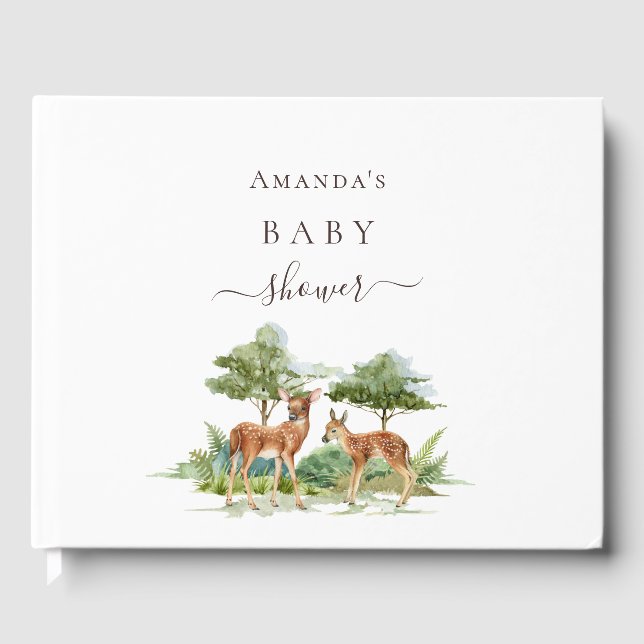 Livre D'or Baby shower forêt de cerfs (Recto)
