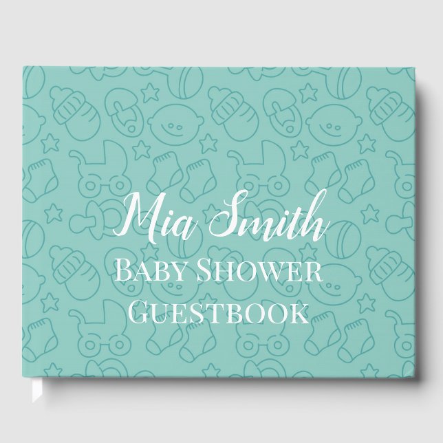 Livre D'or Baby shower garçon bleu (Recto)