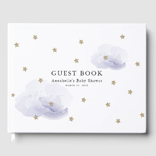 Livre D'or Baby shower Gold Stars & Lavender Clouds