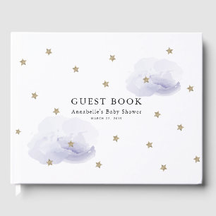 Livre D'or Baby shower Gold Stars & Lavender Clouds