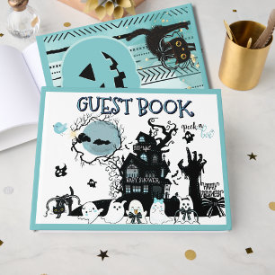 Livre D'or Baby Shower Halloween « Peek a Boo » Bleu