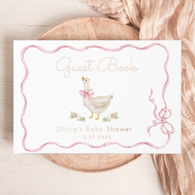 Livre D'or Baby shower lunaire sot oie rose Bow (Créateur téléchargé)