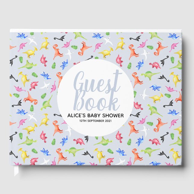 Livre D'or Baby shower Motif Boys Blue Dinosaur (Recto)