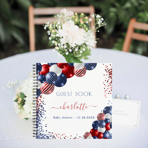 Livre d'or baby shower patriotique rouge blanc ble