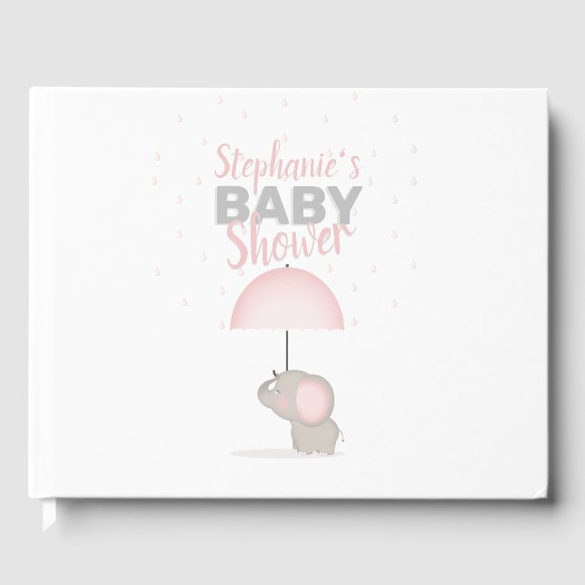 Livre D'or Baby shower rose éléphant bébé (Recto)