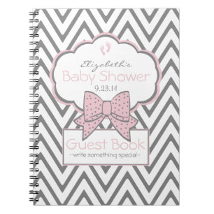 Livre d'or Baby shower rose et Chevron -