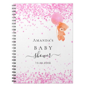 Livre d'or baby shower rose ours en peluche