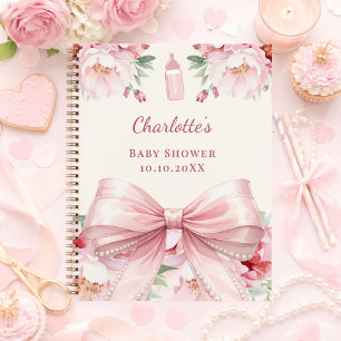 Livre d'or Baby Shower ruban rose floral fille