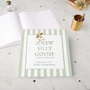 Livre D'or Baby-Shower Silly Goose Sage Stripes