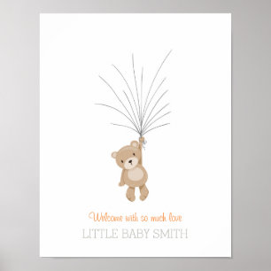 Livre d'or baby shower Teddy Bear orange