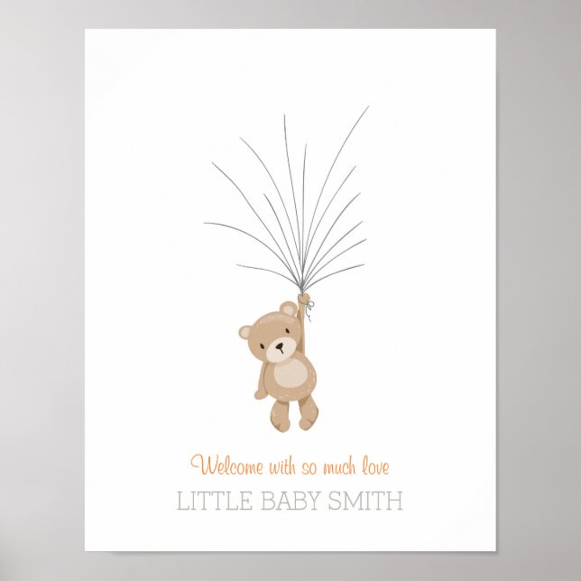 Livre d'or baby shower Teddy Bear orange (Devant)