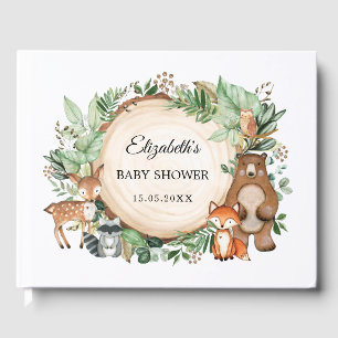 Livre D'or Baby shower tendance verdure Bois Animaux
