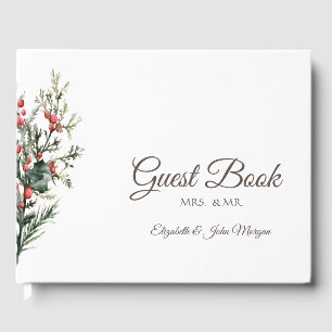 Livre D'or Baies de houx en aquarelle verdure