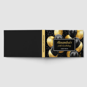 Livre D'or Ballon Noir Or Chic Anniversaire