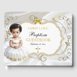 Livre D'or Baptême de bébé fille Christening Blanc & Croix do