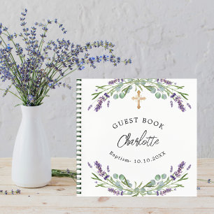 Livre d'or Baptism lavande violette eucalyptus
