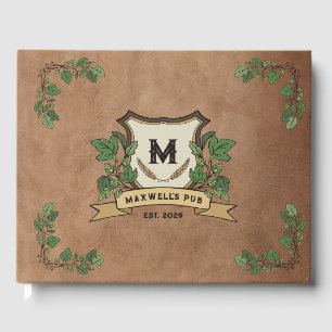 Livre D'or Bar à houblon personnalisé Orge Monogramme Patiné