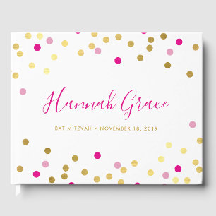 Livre D'or BAT MITZVAH joli glam confetti tache or rose