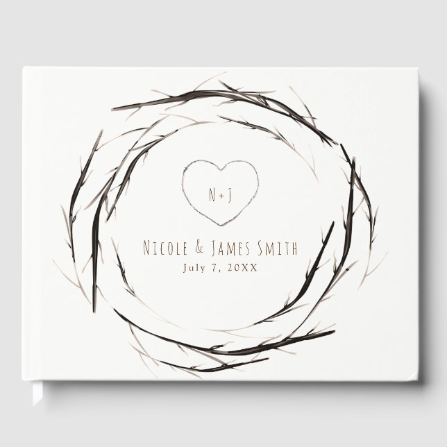 Livre D'or Bâtons rustiques Branches de brindilles Mariage de (Recto)