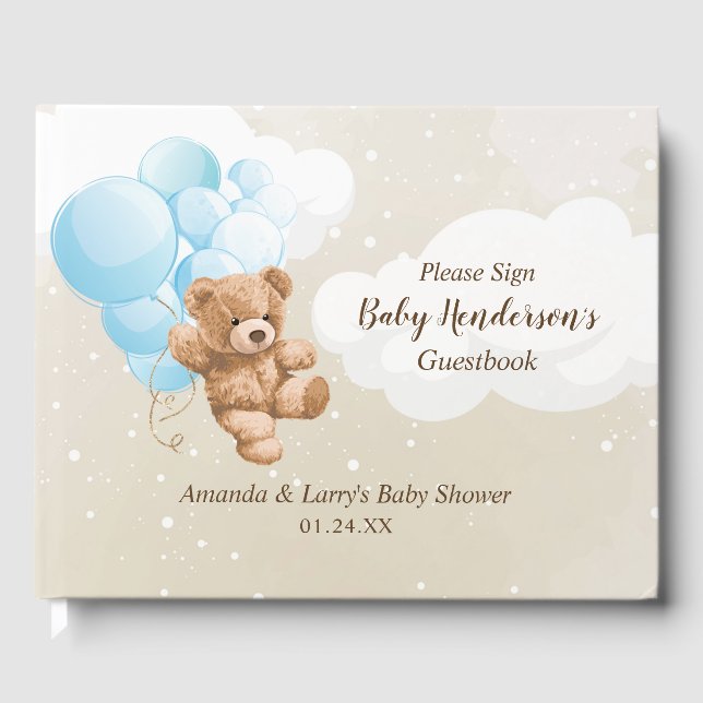 Livre D'or Bearly Wait Blue Balloon Teddy Bear (Recto)