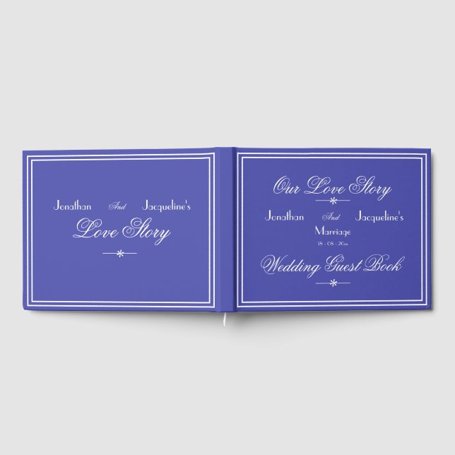 Livre D'or Beau Bleu Chic Script Élégant Mariage Bleu (Complet)