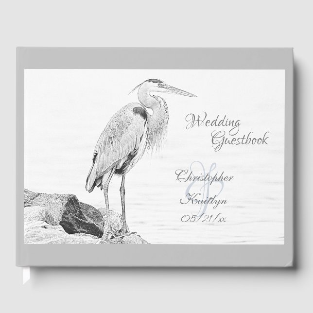 Livre D'or Beau Mariage de croquis d'oiseaux d'eau de Héron b (Recto)