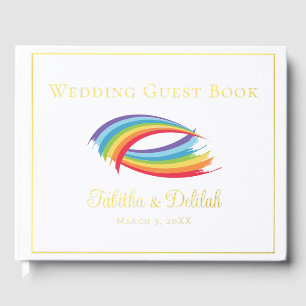 Livre D'or Beau Rainbow Mariage Gold Foil Script