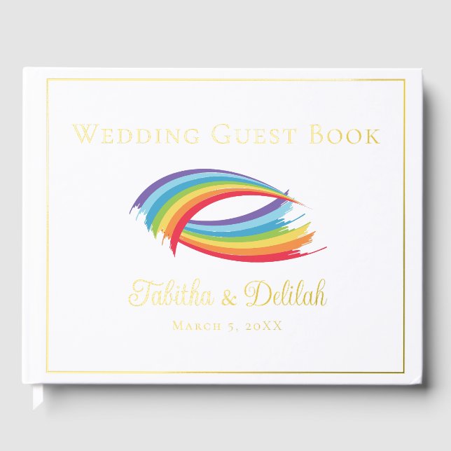 Livre D'or Beau Rainbow Mariage Gold Foil Script (Recto)