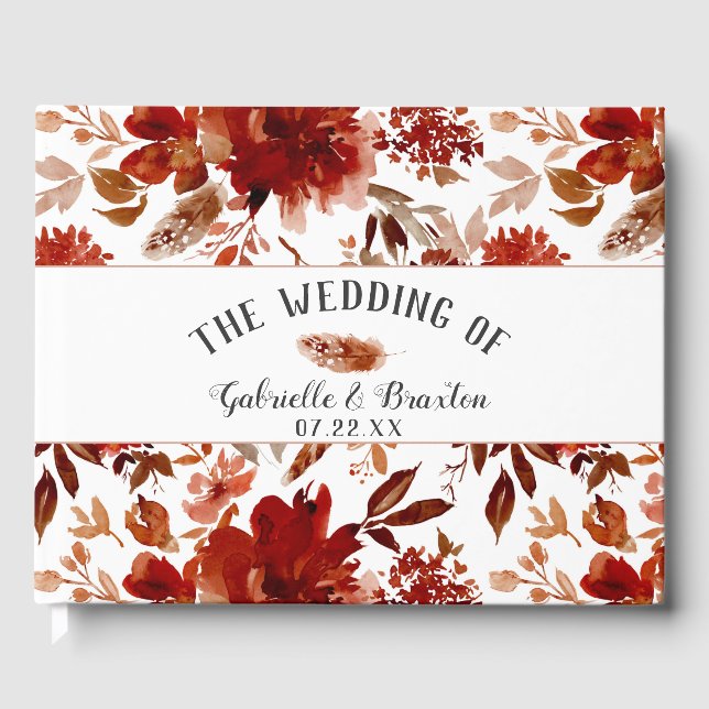 Livre D'or Beauté Rustique Floral Bohème Mariage d'aquarelle (Recto)