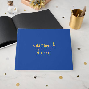 Livre D'or Beaux Noms De Couple Calligraphie Chic Bleu Et Or