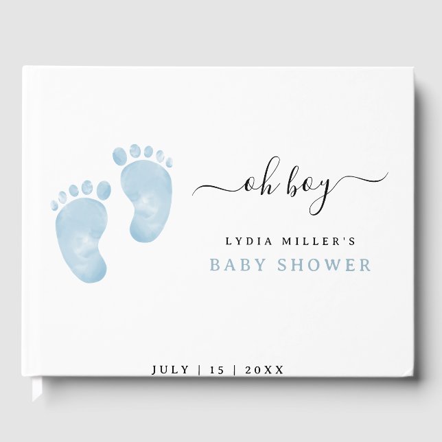 Livre D'or Bébé bleu pieds Baby shower Affiche de bienvenue b (Recto)