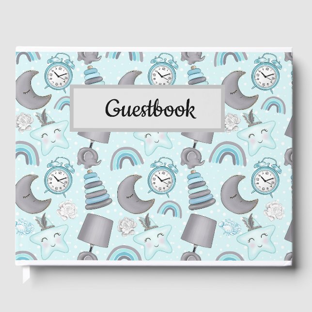 LIVRE D'OR BÉBÉ PASTEL GARÇON BLEU ITEMS JOUETS (Recto)
