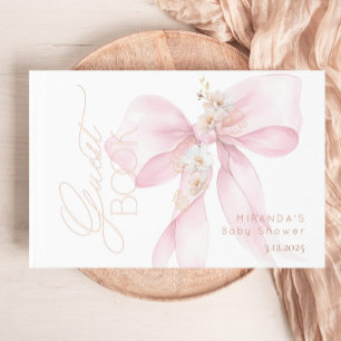 Livre D'or Bébé rose en Baby shower fleuri fleuri