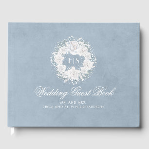 Livre D'or Bébé's Breath White et Dusty Blue Mariage