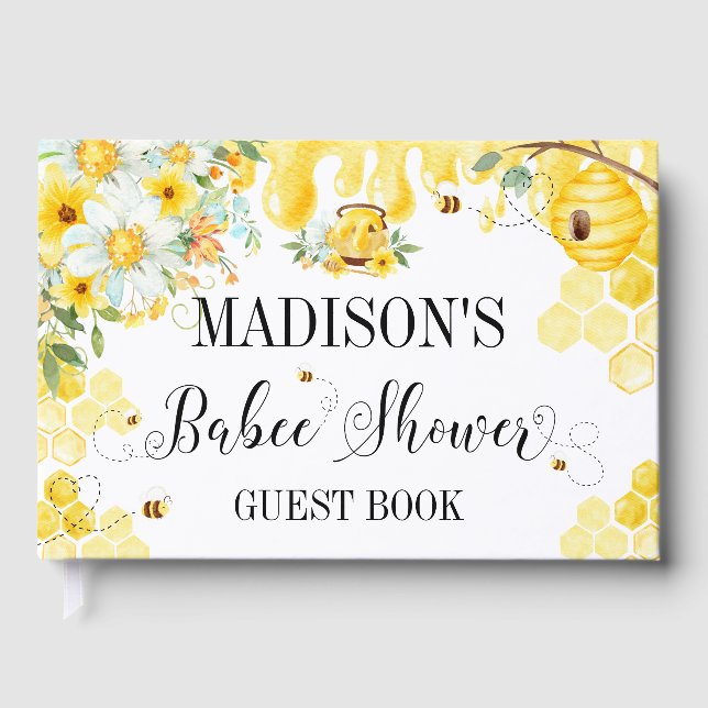 Livre D'or Bees Baby Shower Yellow Floral  (Recto)