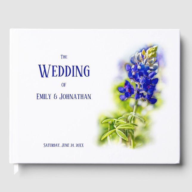 Livre D'or Belle Bluebonnet Floral, Mariage moderne, Invité (Recto)