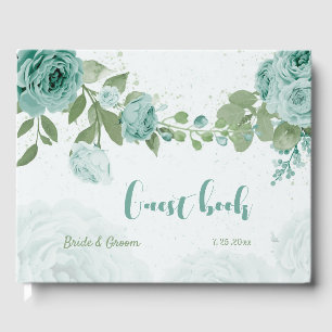 Livre D'or belle fleurs bleues verdure mariage botanique